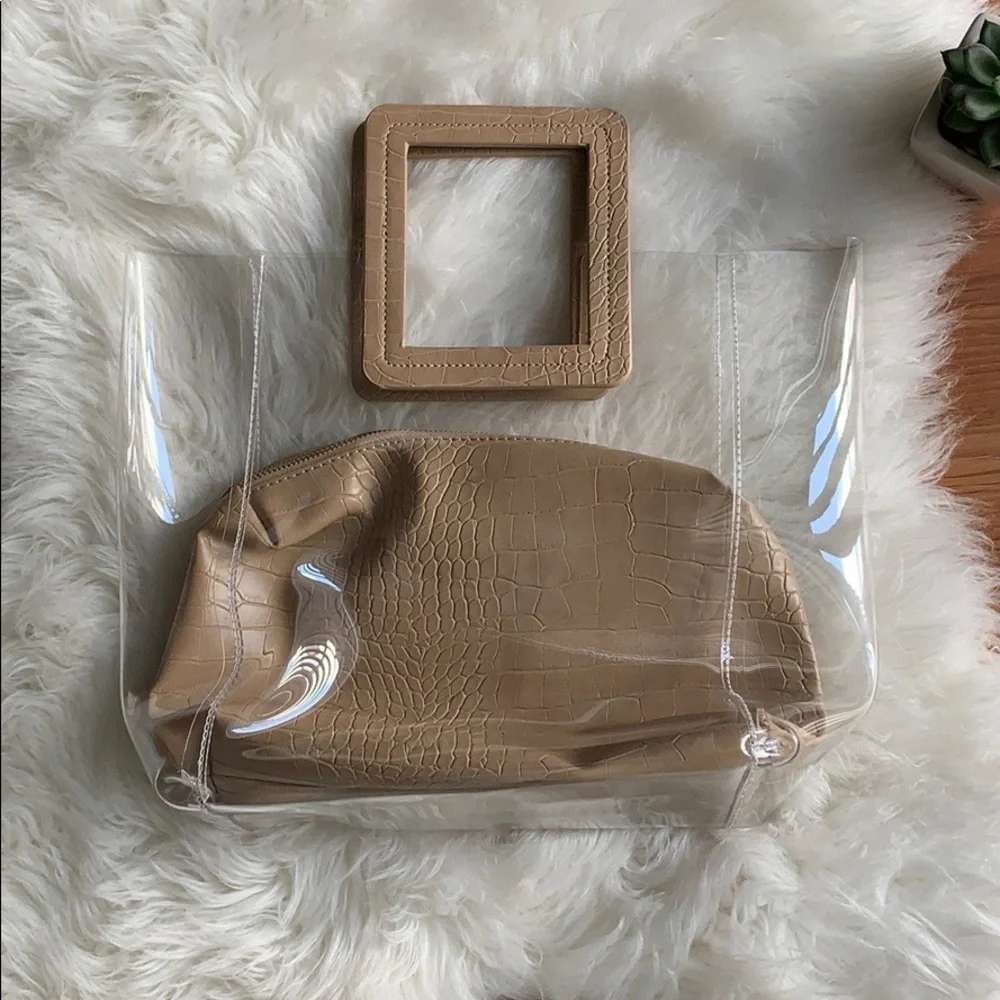 Transparent Tote Bag with Tan Pouch - Picture 4 of 9